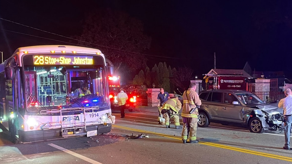 Three drivers hospitalized after bus and car collision in Johnston intersection