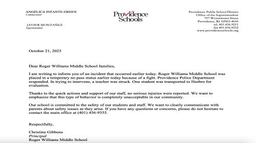Two Teachers Assaulted This Week in Providence Middle Schools, One Student Sent to Hospital
